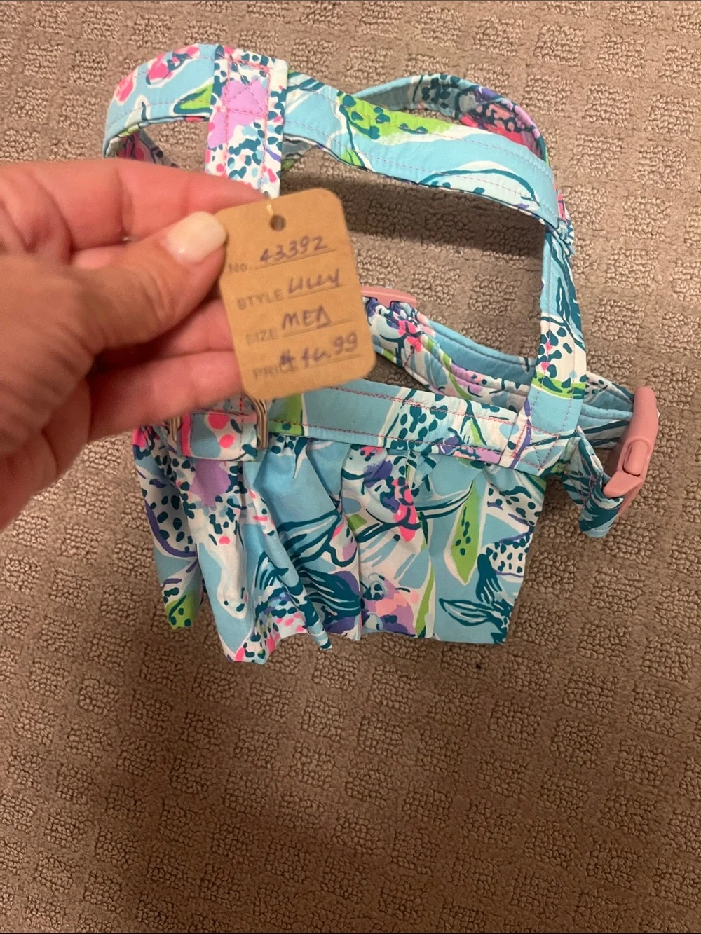 Lilly Pulitzer Aqua Floral Ruffle Dog Harness
